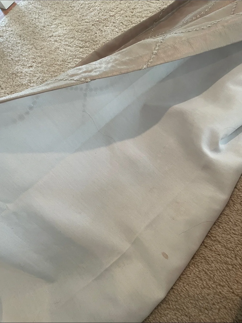 Neutral Taupe Drapery Panels with Embroidered Pattern
